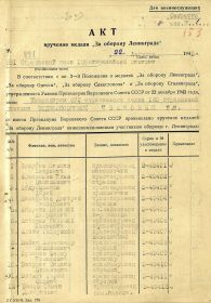 за оборону Ленинграда