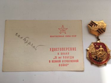 знак 25 летие победы