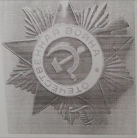 Медаль "За победу над Германией", орден Отечественной войны 2 степени,