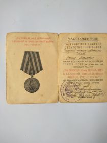 медаль за победу над Германией в Великой Отечественной войне 1941-1945г.г.