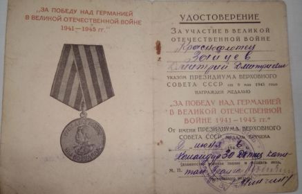 "за победу над Германией в Великой отечественной войне 1941_1945гг.