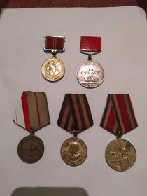 Медаль «За отвагу» Медаль «За победу над Германией в Великой Отечественной войне 1941–1945 гг.» Медаль «За оборону Сталинграда»