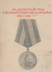 Медаль «За доблестный труд в Великой Отечественной войне 1941—1945 гг.»