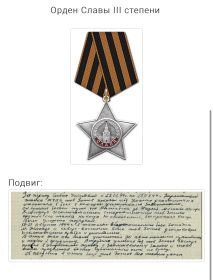 Медаль за отвагу,орден славы 3 степени