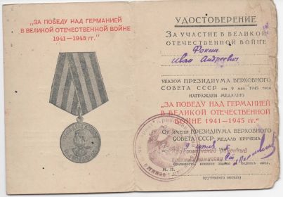 Медаль «За победу над Германией в Великой Отечественной войне 1941–1945 гг.»