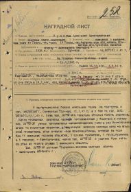 Орден Александра Невского, наградной лист