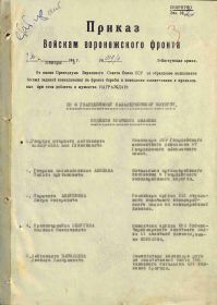 Орден "КРАСНОГО ЗНАМЕНИ". Строка в наградном списке.