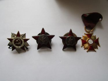 Орден Отечественной войны 2-ой степени, 2 ордена Красной Звезды, Польский крест