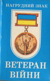 памятный знак Ветеран войны-участник боевых действий 12.05.1994