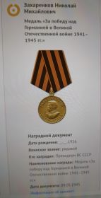 «За победу над Германией в Великой Отечественной войне  1941 - 1945 гг.»
