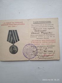 Медаль "За победу над Германией в ВОВ 1941-1945"