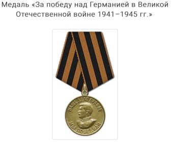 Медаль «За победу над Германией в Великой Отечественной Войне 1941-1945»