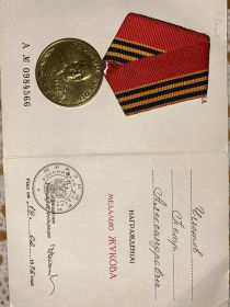 Медаль Жукова А № 0984566,