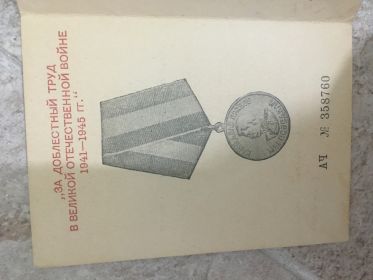 Медаль за доблестный труд в ВОВ