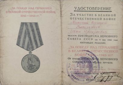 Медаль "За победу над Германией в ВОВ 1941-1945гг."