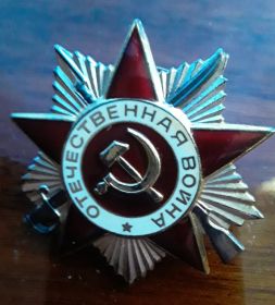 Медаль «За боевые заслуги» Медаль «За победу над Германией в Великой Отечественной войне 1941–1945 гг.» Орден Отечественной войны II степени.