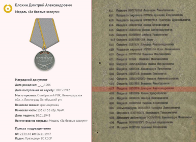 медаль "За боевые заслуги"