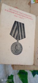 Орден Красной Звезды, орден Славы, медали ЗаОтвагу, за боевые заслуги, за взятие Кенигсберга