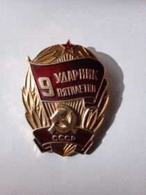 Знак "Ударник девятой пятилетки"