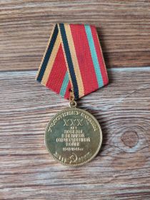 Медаль наградная юбилейная  "Тридцать лет победы в Великой Отечественной войне 1941-1945 гг. Участнику войны "