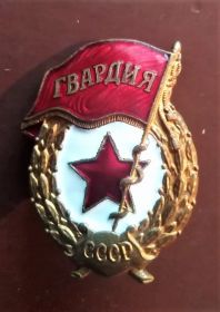 Нагрудный знак «Гвардия» учреждён 21 мая 1942 г.  Право ношения имели военнослужащие, чьи подразделения были удостоены звания «Гвардейские».