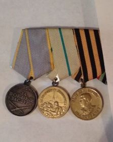 Медали: "За боевые заслуги", "За оборону Ленинграда", "За победу над Германией"