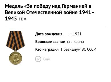 Медаль « За победу над Германией в Великой Отечественной войне 1941-1945 гг.»