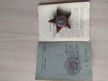 Орден "Красная звезда", медали за "Оборону Москвы, "За победу над Германией", "30 лет Совеетской Армии и флота"
