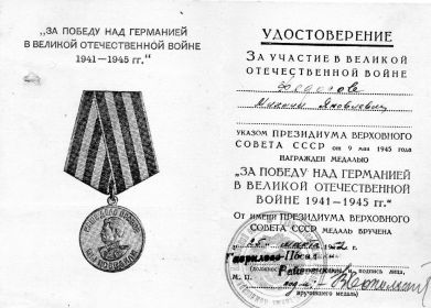Медаль « За победу над Германией»