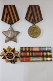 Орден Славы III степени, медаль “За победу над Германией в Великой Отечественной войне 1941-1945гг.”, орден “Отечественной Войны I степени”