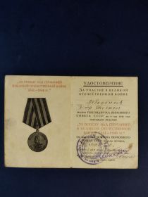 медаль "За Победу над Германией в Великой Отечественной Войне 1941-1945гг."