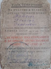 Орден Отечественной Войны IIстепени. Медали: За взятие Вены ,За Взятие Будапешта,За победу над Германией