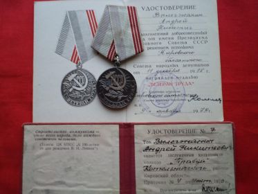 Медаль "Ветеран труда за долголетний добросовестный труд"