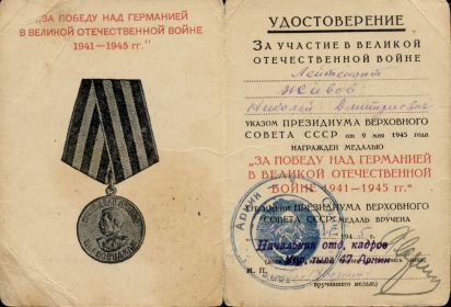 Медаль «За победу над Германией в Великой Отечественной войне 1941–1945 гг.»