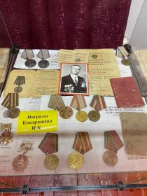 Медаль «За оборону Кавказа» ,медаль «За отвагу», орден Красной звезды, медаль «За победу над Германией в ВОВ»