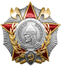 Орден Александра Невского. Награждён за умелое командование стрелковым полком