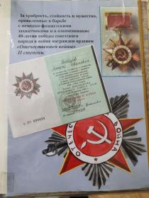 Орден Отечественной войны II степени, Красной звезды, медаль "За отвагу", "За боевые заслуги"