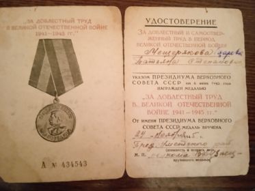 Медаль "За доблестный труд в Великую Отечественную войну"