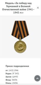 Медаль за победу над Германией в Великой Отечественной Войне. Медаль за боевые заслуги.