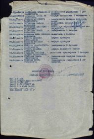Медаль "За боевые заслуги" 12.09.1945 Архив ЦАМО Картотека награждений Шкаф 100 ящик 19