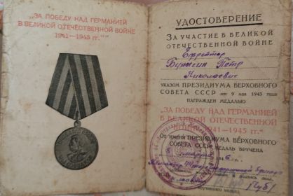 Медаль за Победу над Германией в ВОВ 1941-1945 года