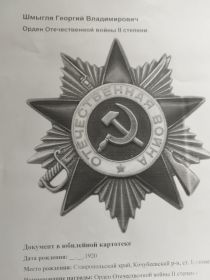 Орден Отечественной войны ll степени 06.04.1985