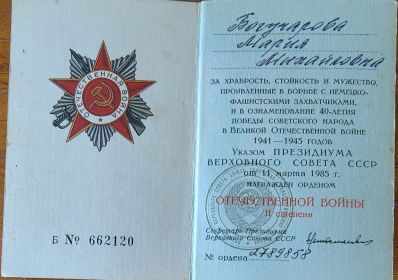Орден Великой Отечественной Войны  II степени