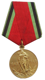 Юбилейная медаль «20 лет Победы в Великой Отечественной войне 1941—1945 гг.» (1965 г.)