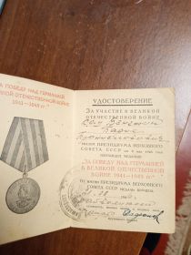 Медаль «За Победу над Германией» - 20.05.1945