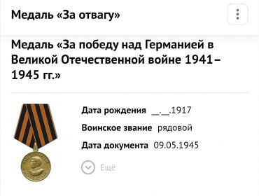 Медаль за победу над Германией в Великой Отечественной войне 1941-1945 гг.