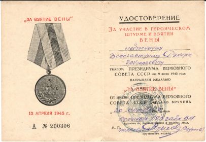 медаль за взятие Вены