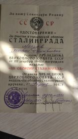 Медаль " За оборону Сталинграда"