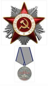 Медаль за отвагу; орден отечественной войны второй степени.