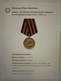 Медаль "За победу над Германией в Великой Отечественной войне 1941 - 1945 гг."